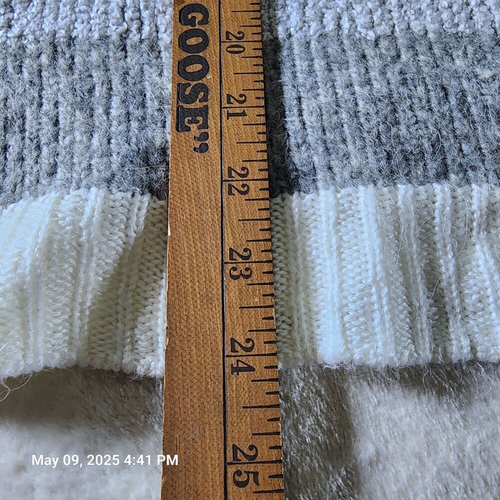 Lou & Grey Women's Medium Gray Striped Sweater Cotton Wool Blend Long Sleeves - Picture 8 of 9